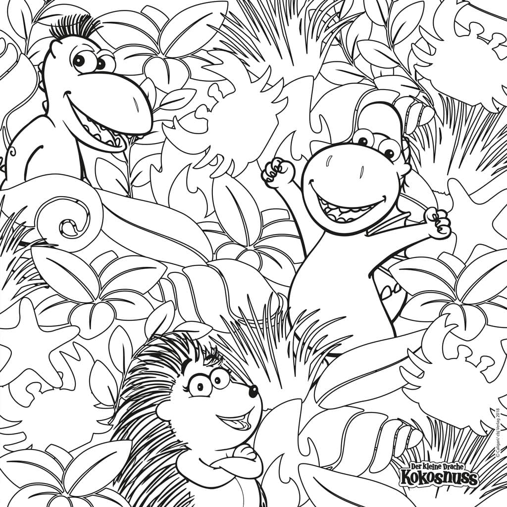 Ausmal-Spielmatte “Kleiner Drache Kokosnuss” – Waschbar und wiederverwendbar, inkl. Stifte