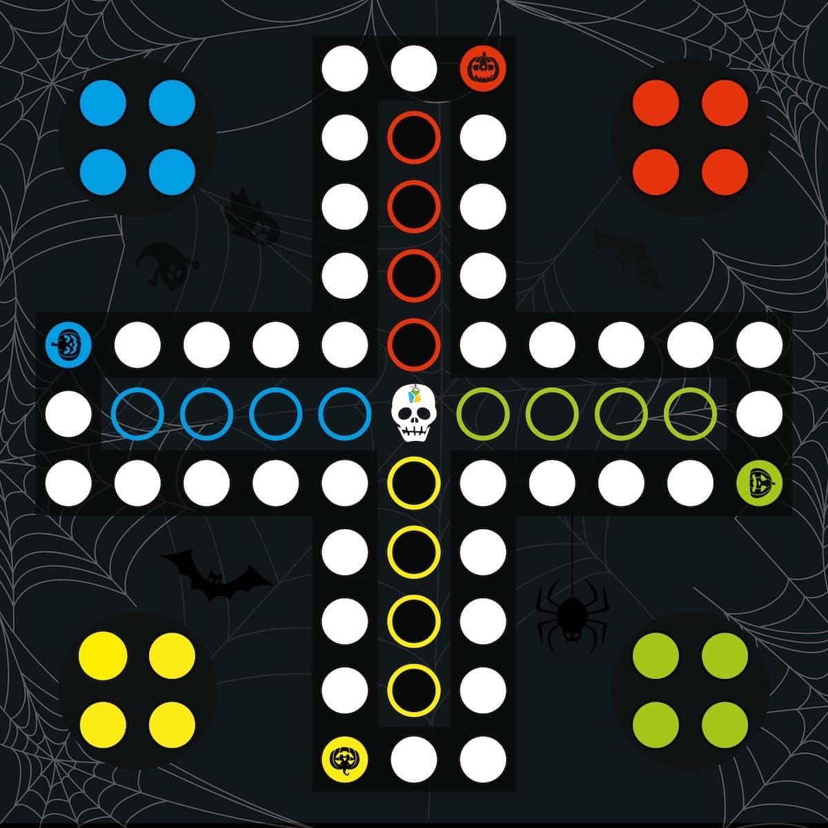 Spielmatte Rausschmeißer Ludo Gesellschaftsspiel “Halloween Edition”