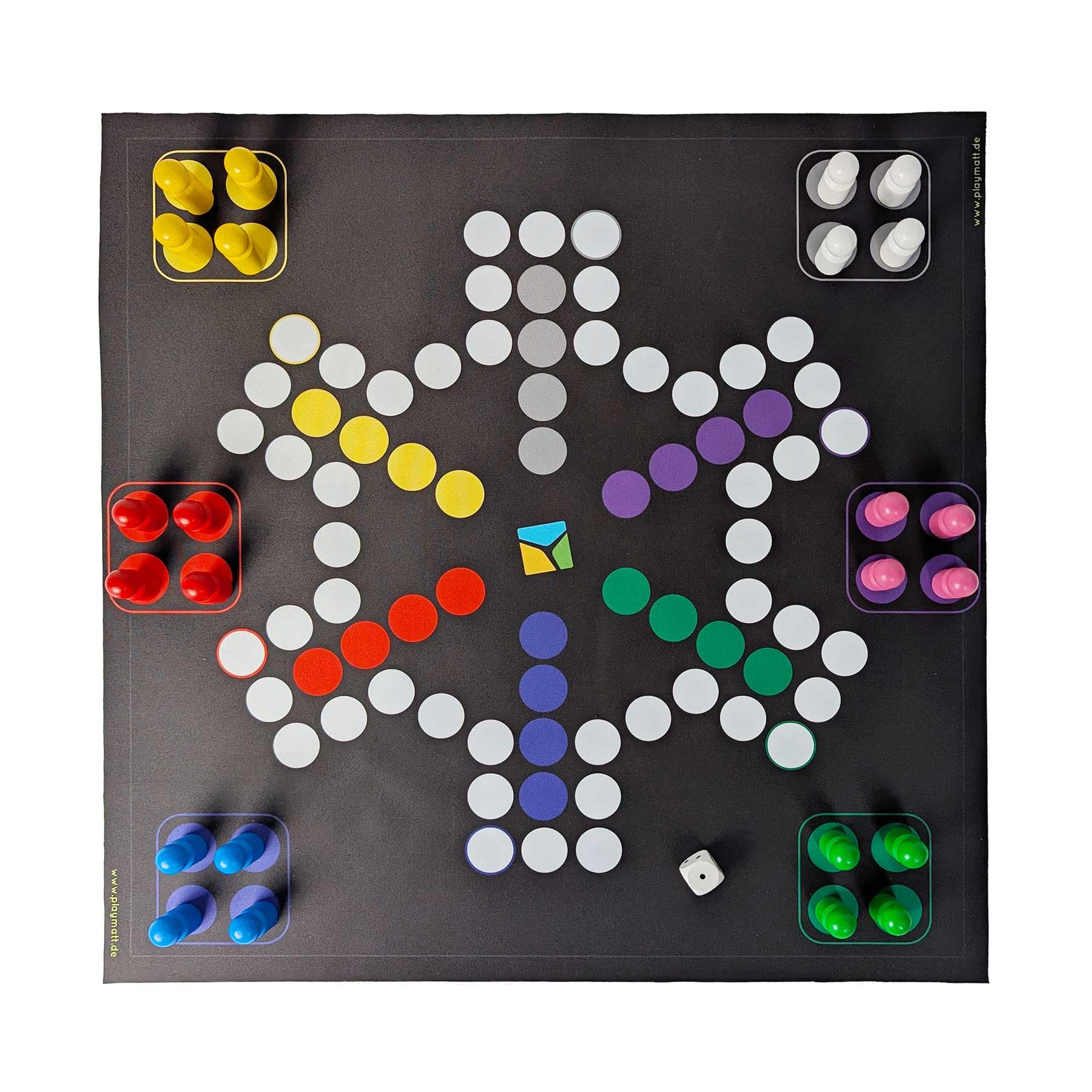 Spielmatte “Rausschmeißer” – Das Ludo Gesellschaftsspiel für 6 Spieler