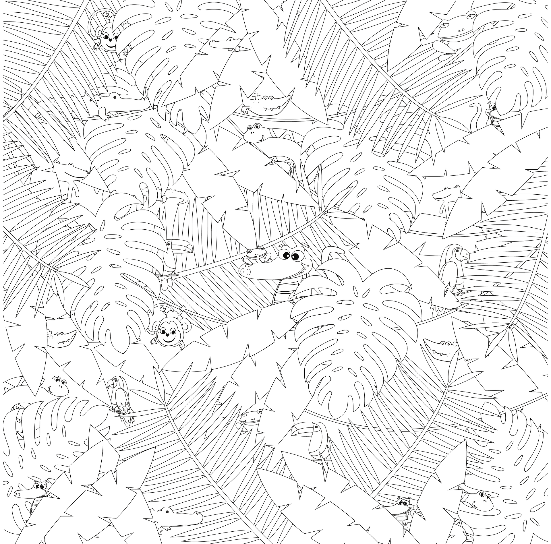 Spielmatte zum Ausmalen „Malen nach Zahlen“ – Dschungel-Edition