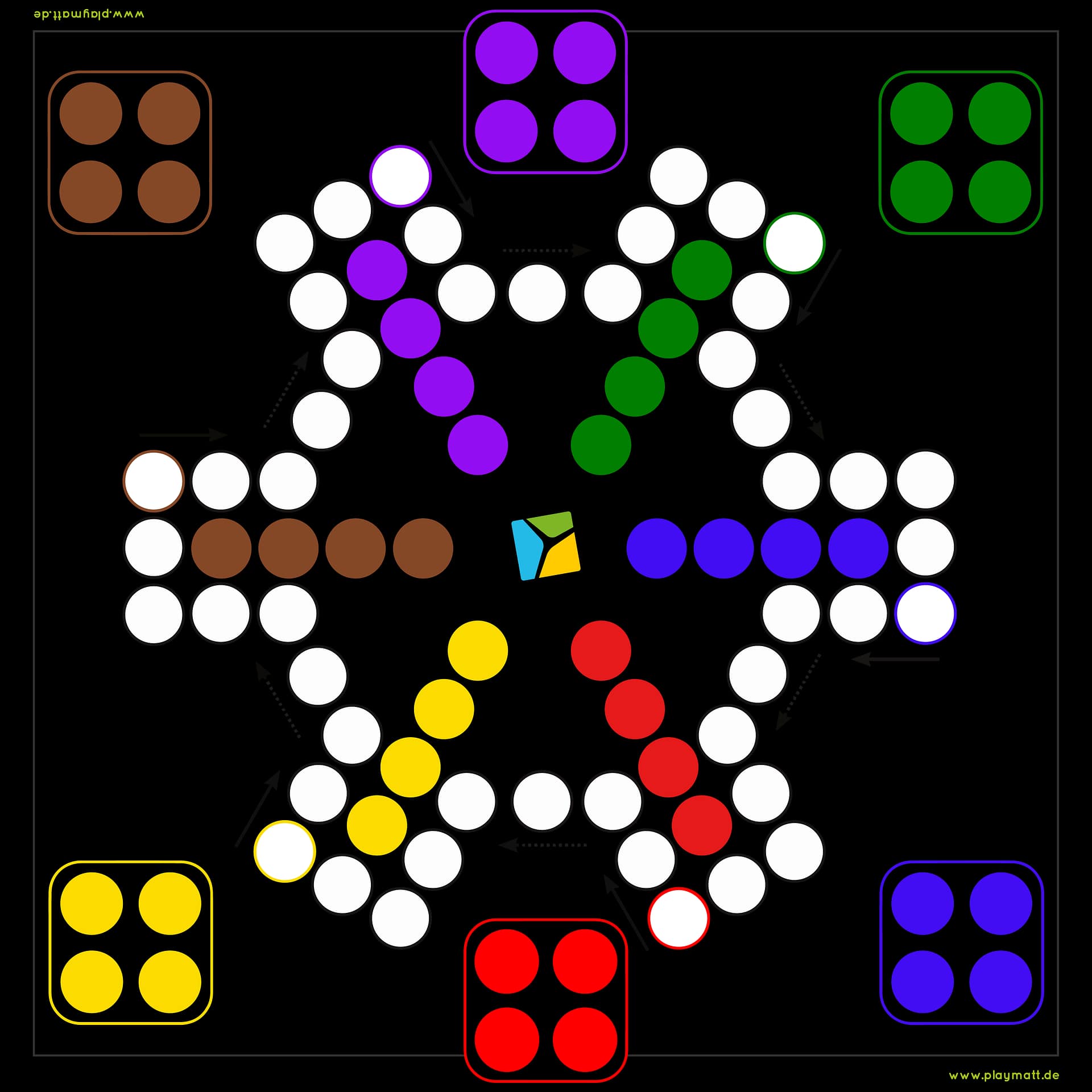 Spielmatte “Rausschmeißer” – Das Ludo Gesellschaftsspiel für 6 Spieler